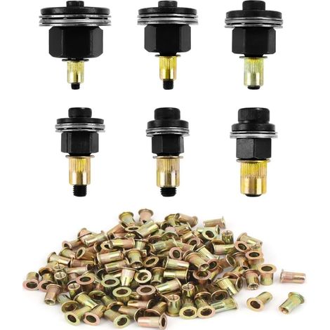 186 Pièces Écrous à tête de Rivet à Main, Riveteuse Pneumatique Kit de Mandrin, Contient 180 écrous, Pince à Insert Fileté, Riveteuse Manuelle, pour Ensemble de Têtes pour Rivets M3 M4 M5 M6 M8 M10 (1/5)
