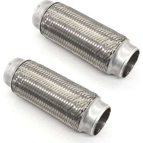 Tuyaux Échappement Acier Inox 51mm 2 Pièces, Flexible Universel Automobile, Raccord Avant (1/4)