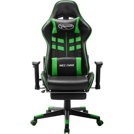 Maison Exclusive - Sedia da Gaming con Poggiapiedi Nera e Verde in Similpelle