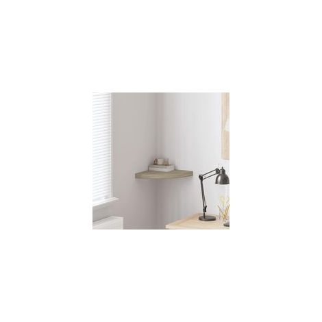 Schwebendes Eckregal, Eichenoptik, 35 x 35 x 3,8 cm, MDF-Crezuo