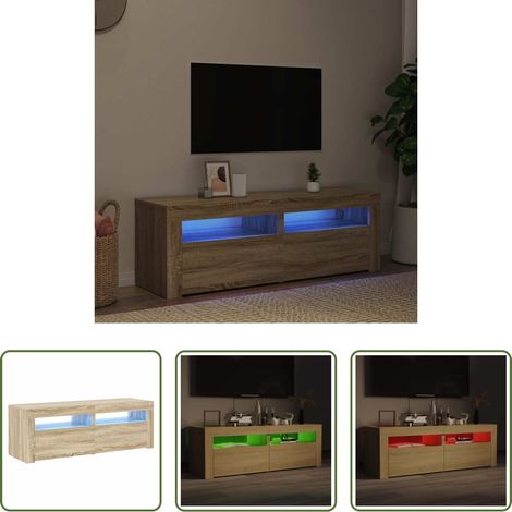 vidaXL Fernsehschrank - TV-Schrank mit LED-Leuchten Sonoma-Eiche 120x35x40 cm (1/5)