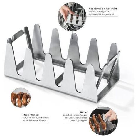 19.59.57cm Accessoires de Grille Support de Cuisson Vertical pour côtes, côtelettes, T-Bones, Fiorentine, Ribs et légumes. Convient à Tous Les Types de Barbecue et Four. (1/4)