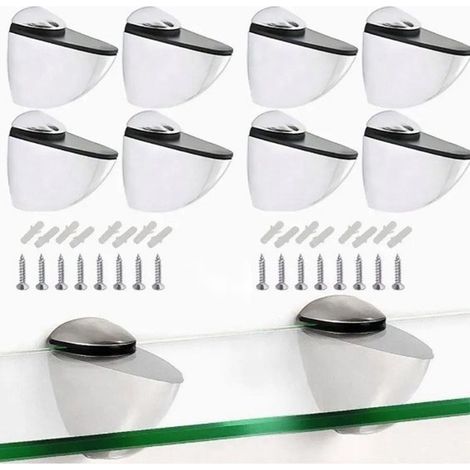 Adjustable Glass Shelf Support, 8 Pieces Glass Shelf Brackets, Adjustable Zinc Alloy Glass Clamps for Wood/Glass Shelves 3 to 14 mm Thick (1/5)