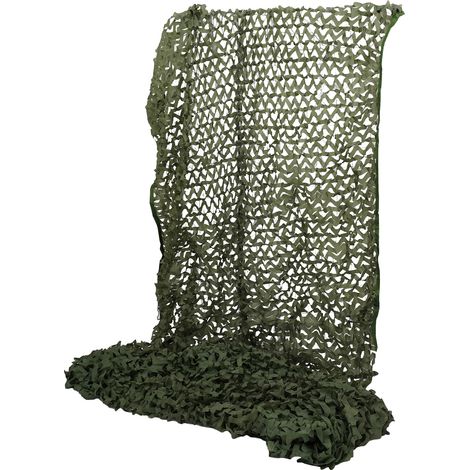 Toile d'ombrage ajourée décor 6 x 3 m, Filet de camouflage la jungle de militaire, Voile de dissimulation respirante en polyester 150D - pour chasse et camping - vert (1/5)