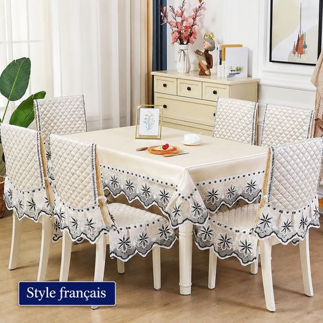 Housse de chaise et nappe de table beige déesse, 4 assises et 4 dossiers, 30 × 30 × 30 cm, 1 kg – Livraison gratuite