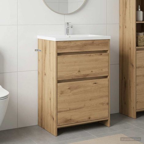 Gabinete de baño debajo del lavabo Roble Artesanal