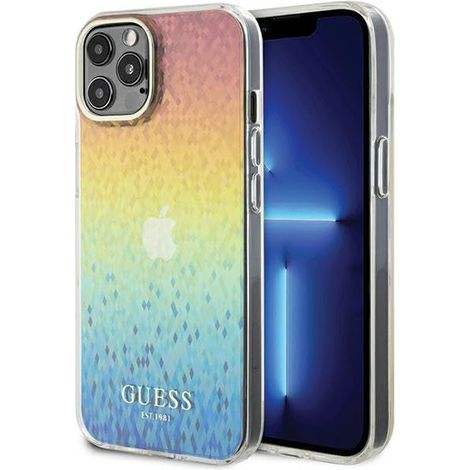 Coque rigide multicolore Guess GUHCP12MHDECMI pour iPhone 12/12 Pro 6,1" effet miroir à facettes Disco irisé