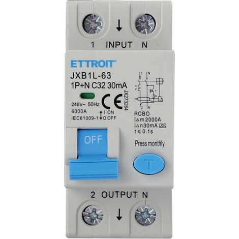 Interruttore Magnetotermico Differenziale Tipo A 1P+N 32A 6KA 30mA 220V Occupa 2 Moduli DIN
