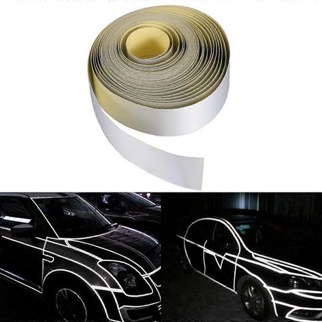 Bande adhésive réfléchissante pour jantes de voiture 2 cm x 5 m, à poser soi-même (blanc argenté)-500.00X2.00X0.10CM-Silver (1/3)