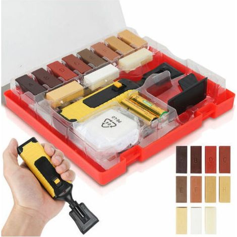Bodenreparaturset mit 11 Wachsstäbchen in verschiedenen Farben für Laminatbodenreparaturen – Kratzerausbesserungswerkzeug (1/5)