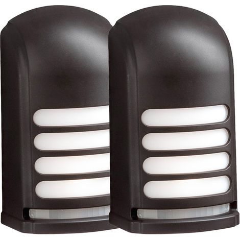 2er-Set LED Außenwandleuchte mit Bewegungsmelder & Batterie, Schwarz H: 13cm (1/5)