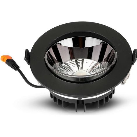 V-TAC Faretto LED Chip Samsung da Incasso Rotondo LED COB 20W Riflettore Orientabile Colore Nero Bianco Caldo