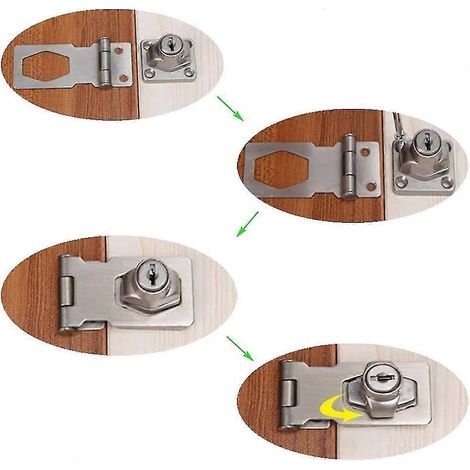Lot de 2 verrous de porte en acier inoxydable avec cadenas et clé, pour portes, placards, tiroirs et serrures de 6,4 cm et 7,9 cm de diamètre.
