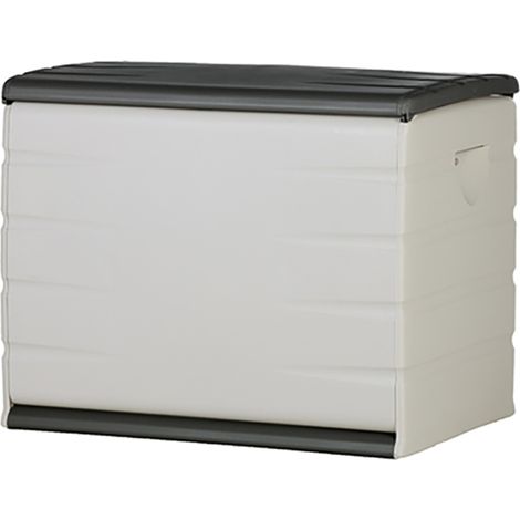 Coffre de rangement 260L coloris intérieur/extérieur noir/taupe - Longueur 80 x Profondeur 61 x Hauteur 53 cm -PEGANE-