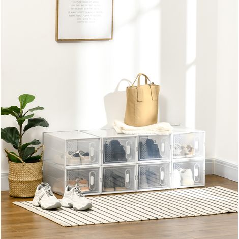 Meuble à chaussures modulable à 8 compartiments en plastique transparent, rangement pour 8 paires, montage sans outil, 25 x 35 x 19 cm CHICFURN (1/5)