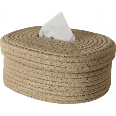 Porta fazzoletti - Porta fazzoletti - Porta rotolo di carta igienica - Porta rotolo di carta igienica da terra - Porta fazzoletti in corda intrecciata naturale (1/4)