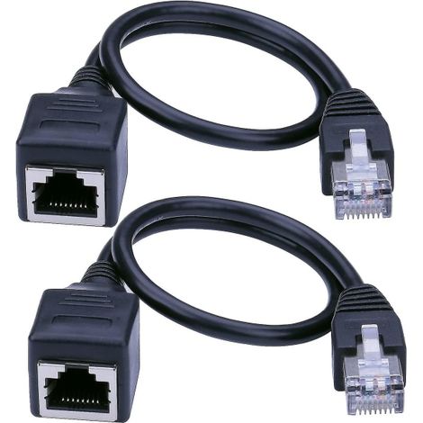 Câble de prolongation Ethernet RJ45 30 cm 2 pièces, rallonge réseau 0,3 mètre, connecteur mâle-femelle (1/4)