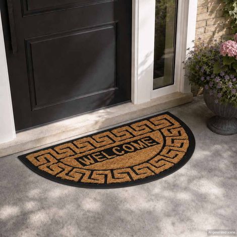 Tapis de porte demi-rond 45x75 cm caoutchouc et fibre de coco (1/5)