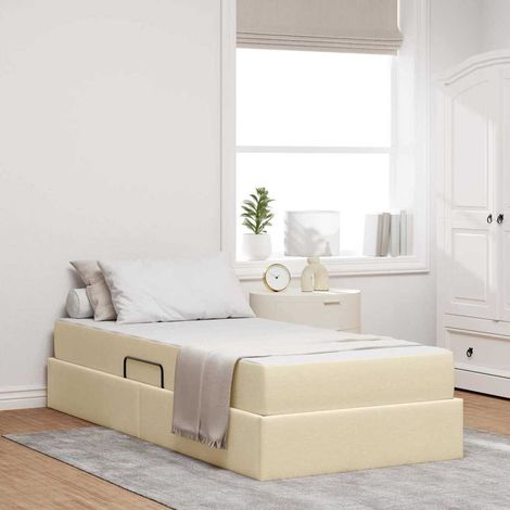 Aufbewahrungsbett mit Matratze Creme 90 x 200 cm Polyester (1/5)