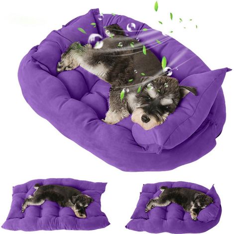 Lit pour chien grand lavable, respirant, 3 formes, violet L