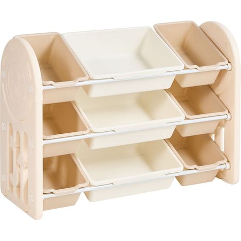 Toy Storage Oragnizer Beige Synthetic Material Kids' Plastic Cabinet with Bins BINGARA (1/4)