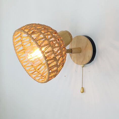 Applique Murale Interieur Vintage Lampe Murale Industrielle en Métal et Bambou Plafonniers Luminaires E27 Rétro Réglable éclairage Mural Cuisine Salon [Classe énergétique A] (1/5)