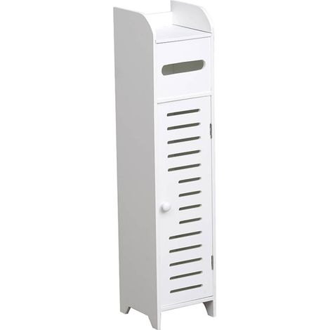 Meuble réserve et dérouleur WC 1 porte blanc (1/2)