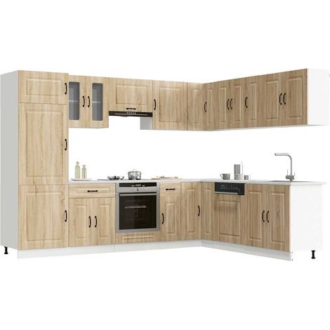 vidaXL Ensemble d'armoires de cuisine 14 pcs Kalmar bois d'ingénierie (1/5)