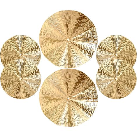 Disques Muraux en Métal Doré Décoration Murale Circulaire Moderne Lot de 6 Design Élégant et Solide pour Salon ou Couloir (1/5)