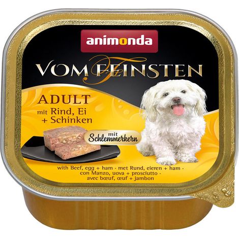 Animonda Dog  Vom Feinsten Adult - para gourmets  Comida húmeda para perros adultos - Bandeja de 150 g - Ternera, huevos y jamón 150 g (1/2)