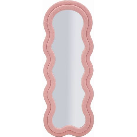 Specchio da parete Teddy wavy in bouclé rosa 67x166 cm