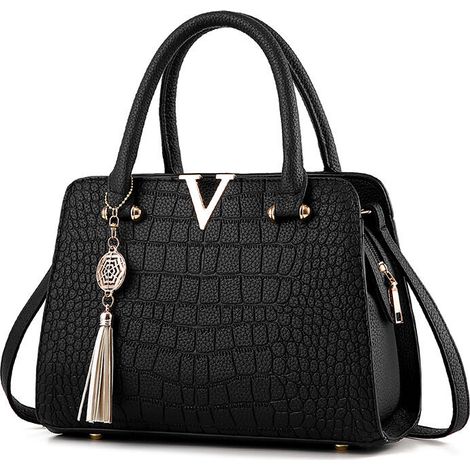 Tool belt, toolbox, crocodile-patterned handbag, black