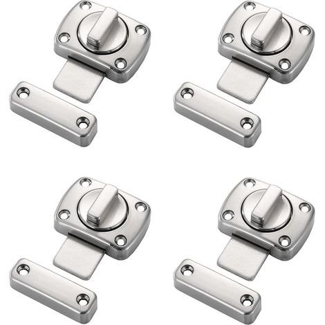 4-teiliges Set – Drehbarer Türriegel aus Zinklegierung für Badezimmertüren, geeignet für die Sicherheit von Zuhause, Badezimmer, Schlafzimmer und Toilette. Silber.