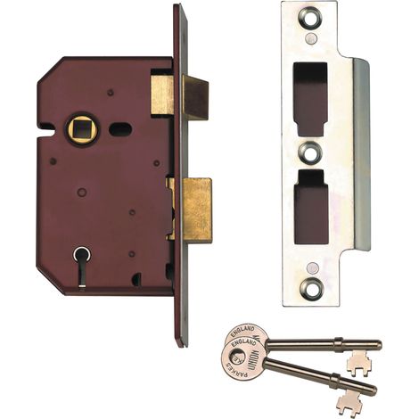 Union StrongBOLT 2205S-SS 5-Lever Mortice Sashlock in Stainless Steel, 68mm (2.5-inch) with Visible Locking Mechanism