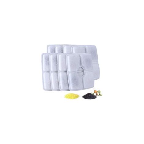 Filtres de rechange pour fontaine pour animaux de compagnie 84 oz/2,5 L Distributeur d'eau automatique pour chien Résine échangeuse d'ions et charbon actif de noix de coco pour fontaine d'eau pour cha (1/5)