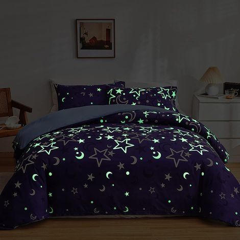 Housse de couette 200x200 cm phosphorescente avec taie d'oreiller 50x75cm (1/5)