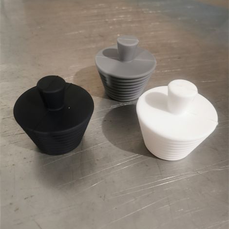 Set mit 3 universellen Silikonstopfen für Badewannen, Waschbecken und Küchen (schwarz, weiß und grau)