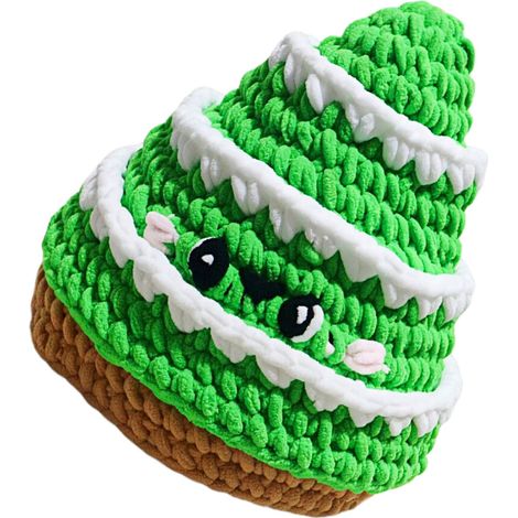 Gestrickte Weihnachtsmütze mit Tannenbaum-Motiv, grünes Obstmotiv
