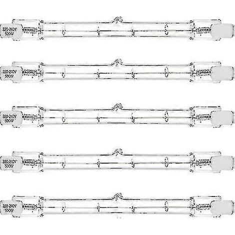 Paquete de 5 bombillas halógenas R7s de 500 W, foco lineal de doble base de 118 mm, seguridad (1/5)