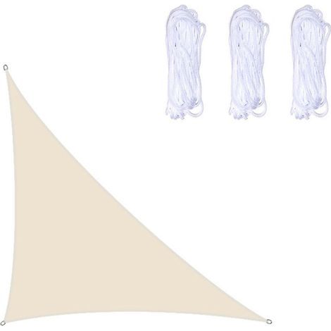Voile d'ombrage Triangulaire - 3x4x5 m - blanc cassé - résistant à l'eau - Protection Contre Le Vent - Protection UV - pour Jardin (1/5)