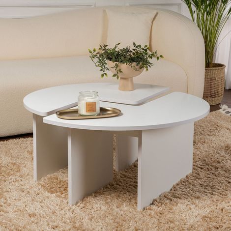 Rund Couchtisch Moari Weißes Melamin 90 cm