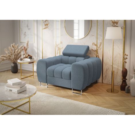 Sessel Designersessel BASTIEN in Stoff Aragon Blau