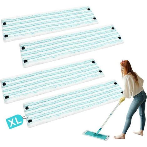 Lot de 4 Housse de Rechange en Microfibres pour Balai à Plat Compatibles avec Leifheit Clean Twist /Combi XL Micro Duo Serpillère (1/4)