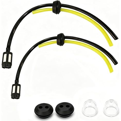 Kit de mangueras de combustible para desbrozadora con 2 mangueras, filtros, bombillas de cebado y tapones - 2 kits en total, para desbrozadora y cortacésped. (1/5)