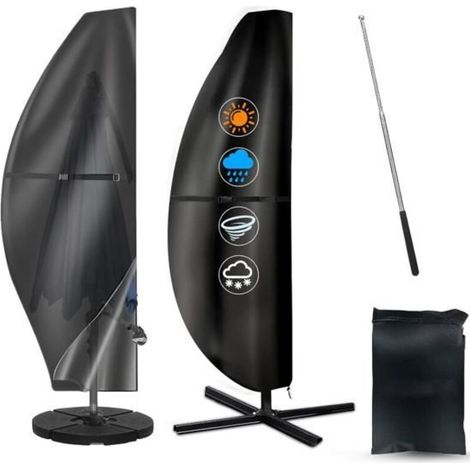 Waterproof 420D Oxford Windproof Sun Shade Cover with Telescopic Pole for Offset Umbrellas (1/5)
