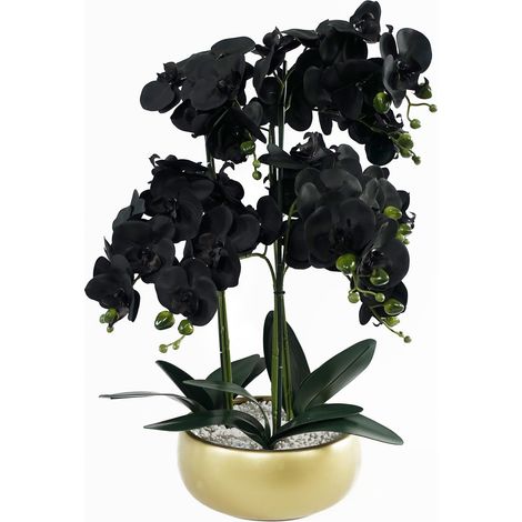 60cm Orchid Artificial Black - Gold Ceramic Planter (1/4)