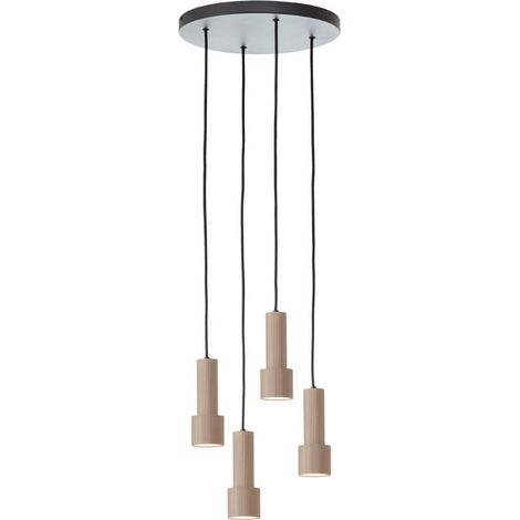 Lampe suspendue ronde Cadiz noir avec du bronze - 60119/76