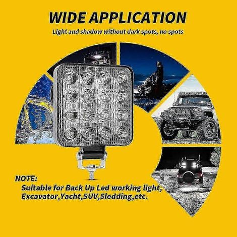 Foco cuadrado impermeable de 48 W y 16 LED para faros delanteros de coches, SUV y vehículos todoterreno, edición 0617