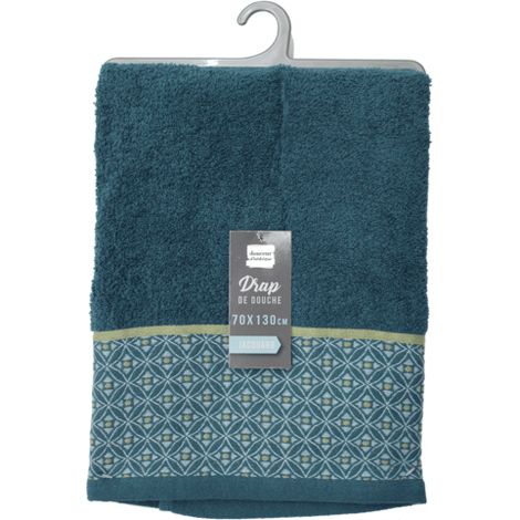 Drap de douche - Belina - 70 x 130 cm - Bleu - Livraison gratuite (1/4)