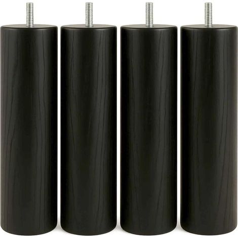 4er-Set Bettbeine – Lattenrost – Massives Buchenholz – M8-Gewinde – Robuste Ausführung – Für den Innenbereich – Schwarz – 25 x 6 cm (1/5)